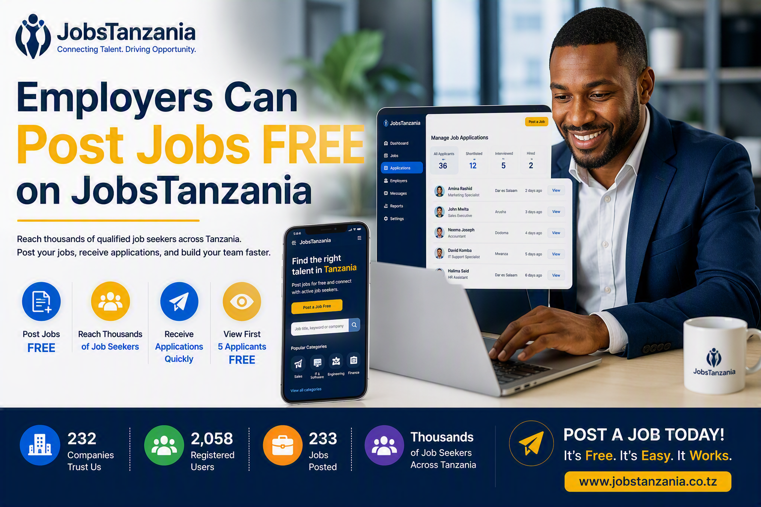 Employers Can Post Jobs Free on JobsTanzania
